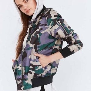 Silence+Noise Camo Bomber Jacket from Urban Outfitters, Size M